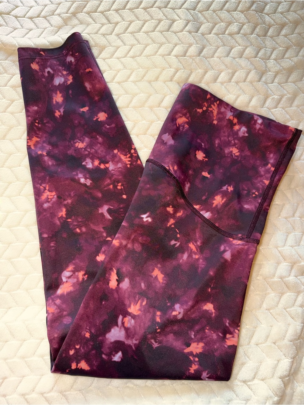 SPANX Leggings Tights High-Rise Pink Purple Print Size Medium